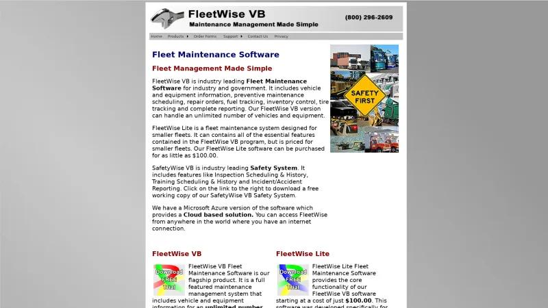 Homepage of FleetWise VB