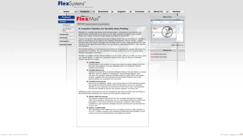 Homepage of FlexMail