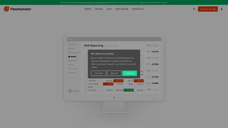 Homepage of Flexmonster Pivot Table