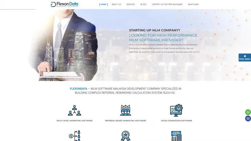 Homepage of Flexondata MLM Software Solutions