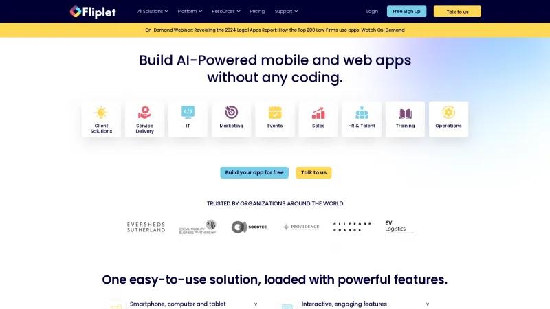 Homepage of Fliplet