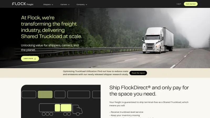 Homepage of Flock Freight