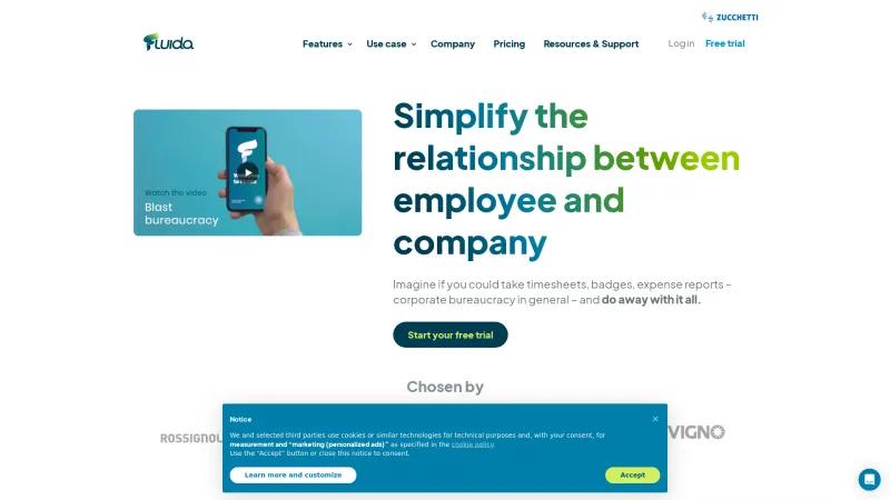 Homepage of Fluida