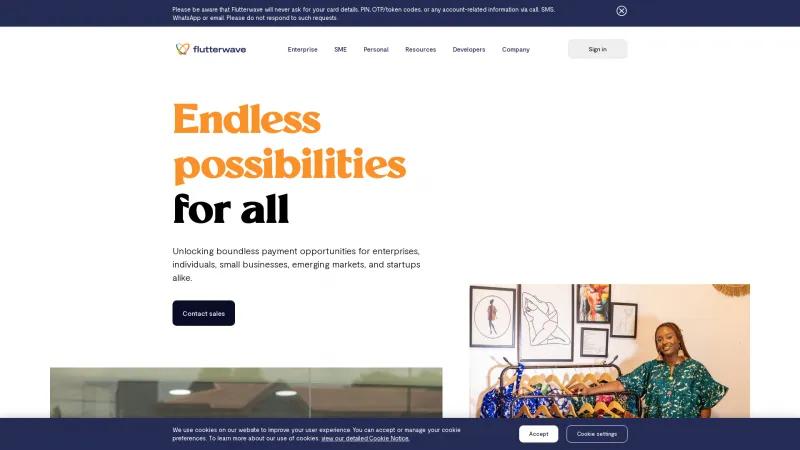 Homepage of Flutterwave