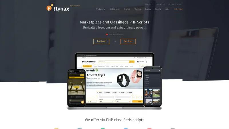 Homepage of Flynax Classifieds Script