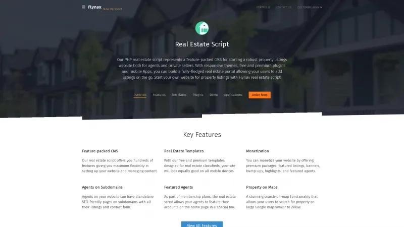 Homepage of Flynax Real Estate Script