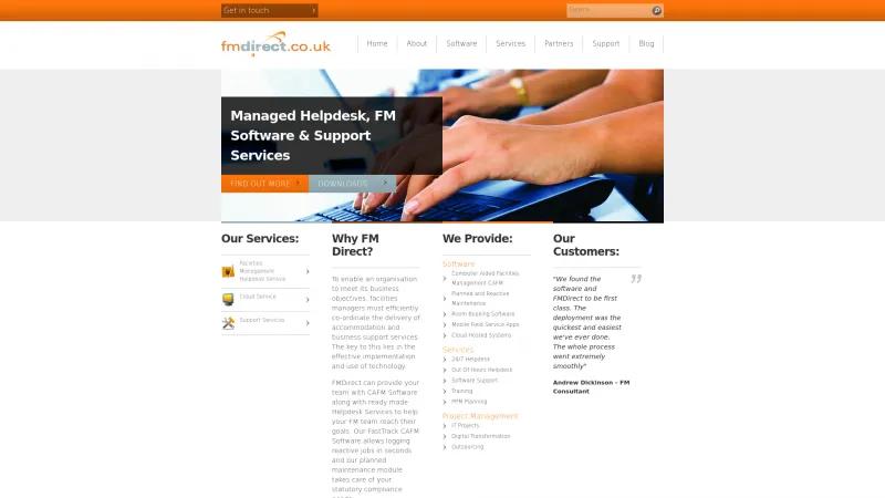 Homepage of FastTrack Helpdesk