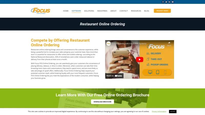 Homepage of Focus Restaurant Online Ordering