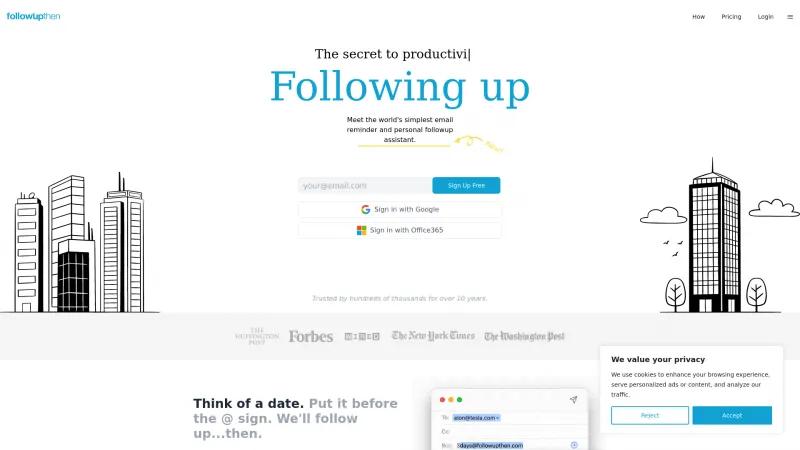 Homepage of FollowUpThen