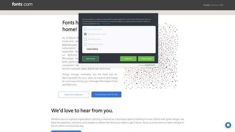 Homepage of Fonts.com