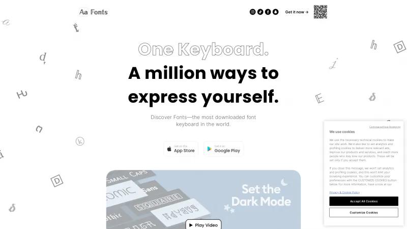 Homepage of Fonts Keyboard