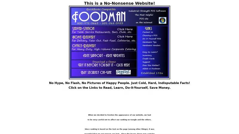 Homepage of Foodman