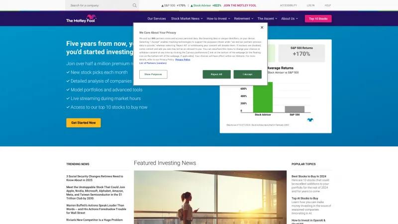 Homepage of Motley Fool
