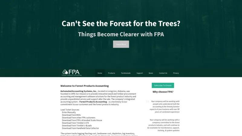 Homepage of Forest Products Accounting