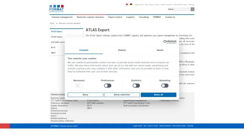 Homepage of ATLAS Export