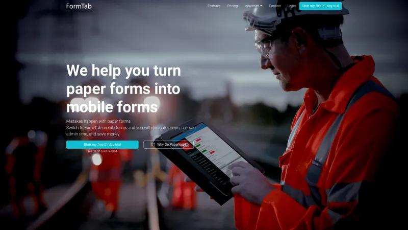 Homepage of FormTab