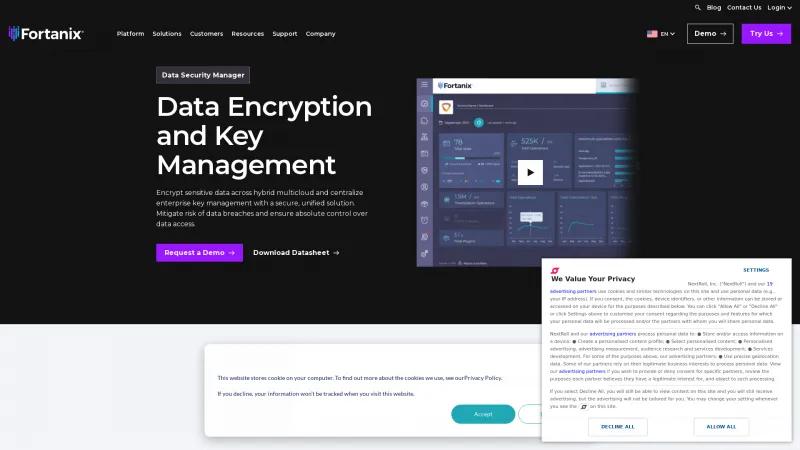 Homepage of Fortanix Data Security Manager