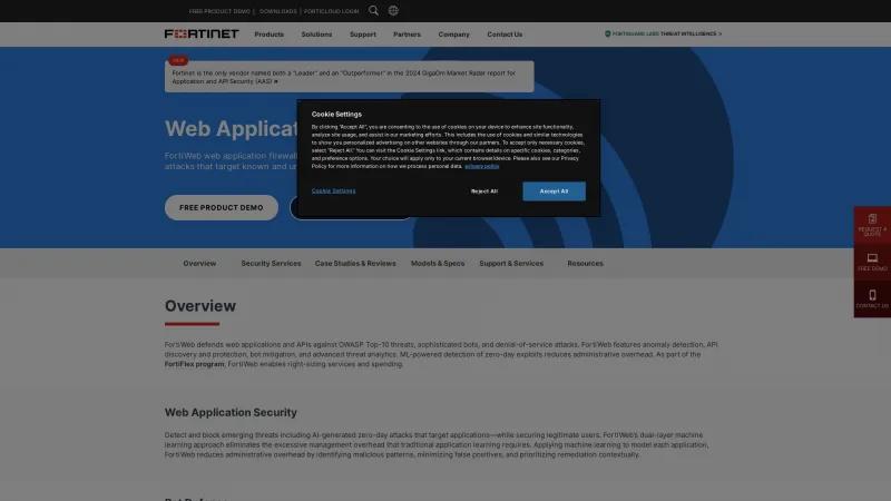 Homepage of Fortinet FortiWeb Web Application Firewall