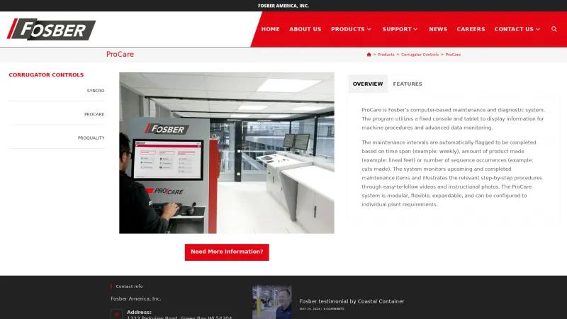 Homepage of Fosber ProCare