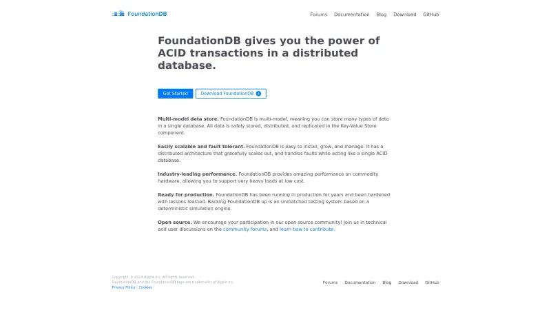 Homepage of FoundationDB