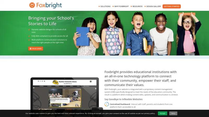 Homepage of Foxbright CMS for Schools