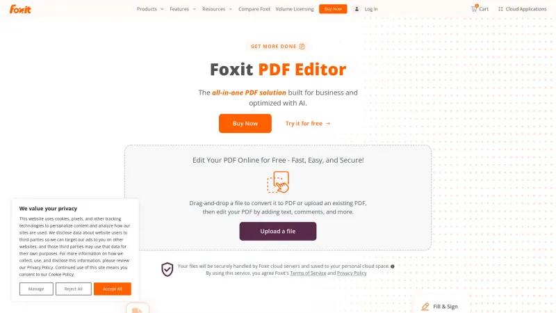 Homepage of Foxit PDF Editor