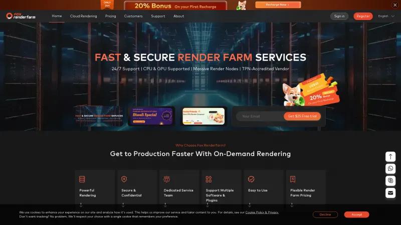 Homepage of Fox Renderfarm