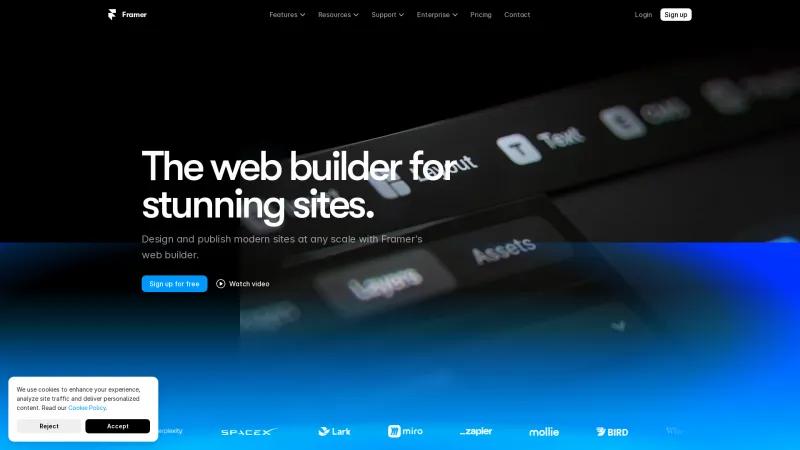 Homepage of Framer