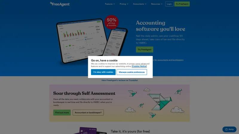 Homepage of FreeAgent