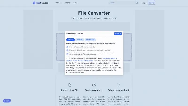 Homepage of FreeConvert