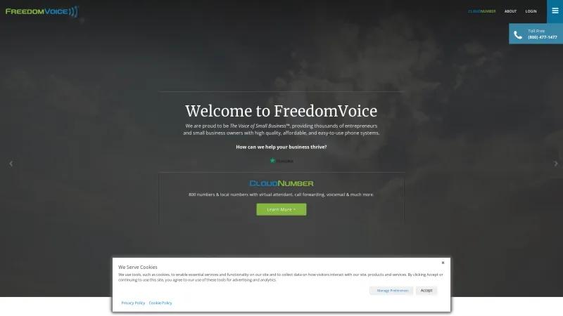 Homepage of FreedomVoice