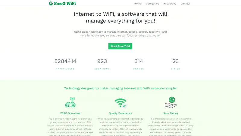 Homepage of FreeG WiFi