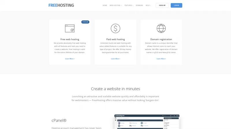 Homepage of Free Hosting