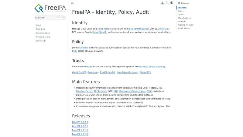 Homepage of FreeIPA