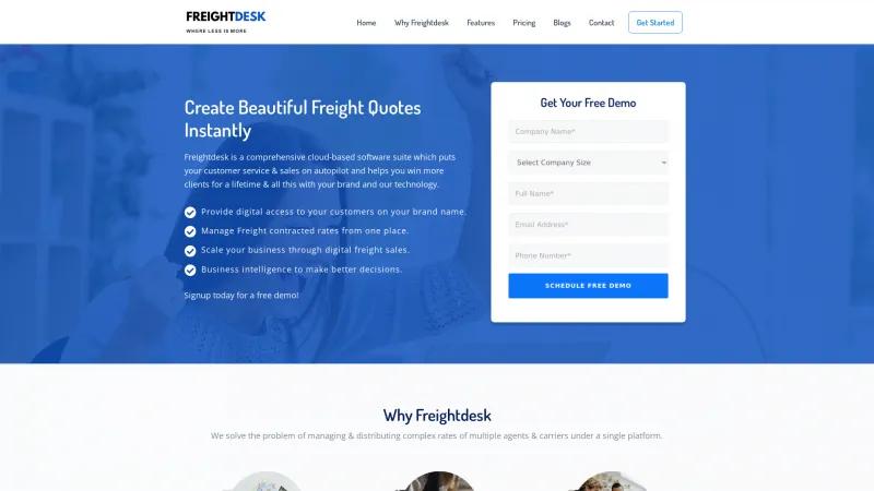 Homepage of Freightdesk