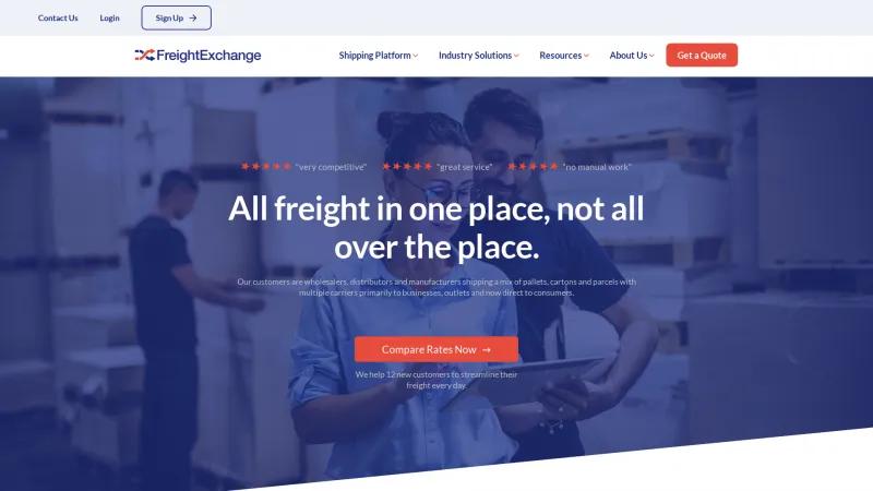 Homepage of FreightExchange