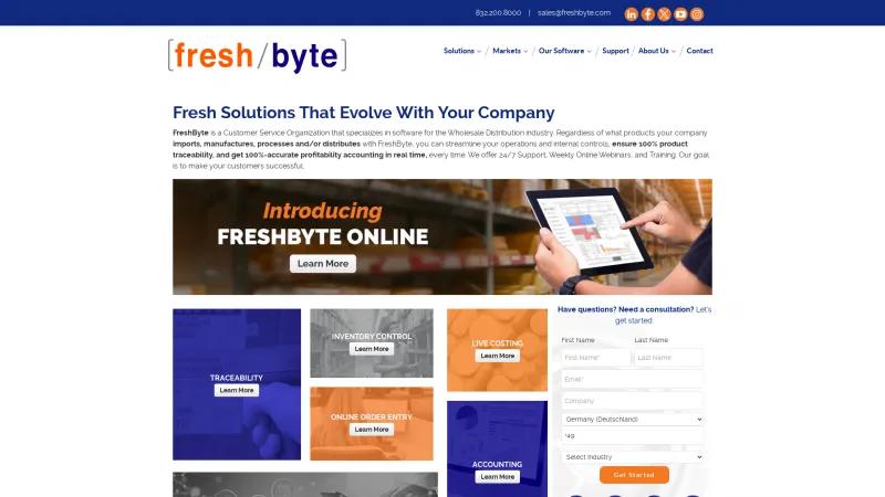 Homepage of FreshByte