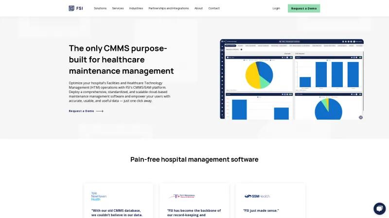 Homepage of FSI CMMS