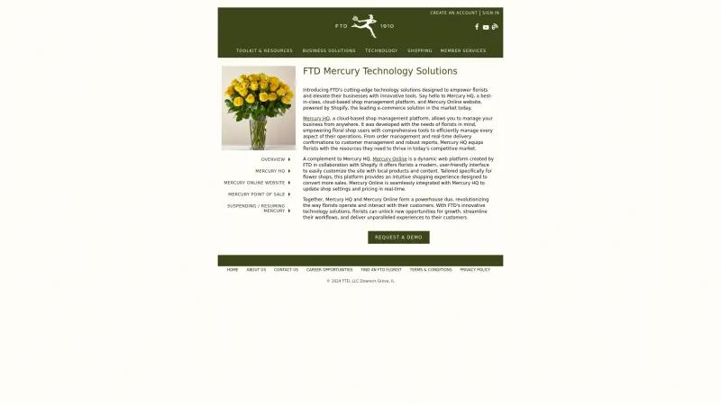 Homepage of FTD Mercury