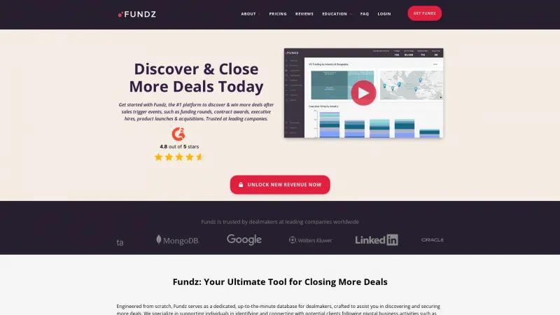 Homepage of Fundz