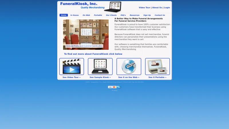 Homepage of FuneralKiosk