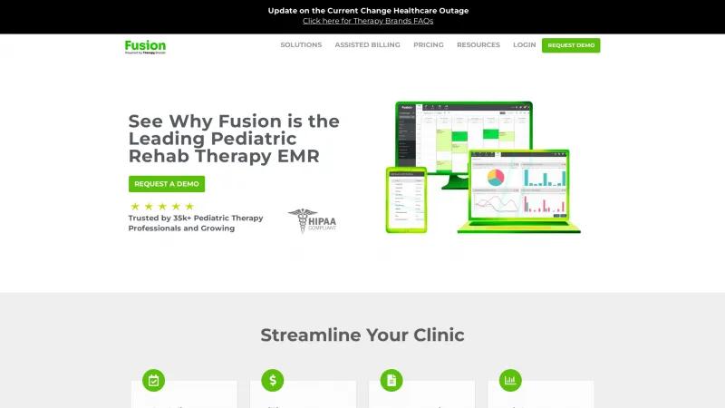 Homepage of Fusion Web Clinic