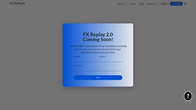 Homepage of FX Replay