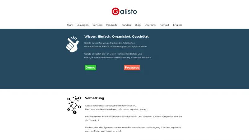 Homepage of Galisto