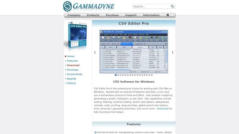 Homepage of CSV Editor Pro