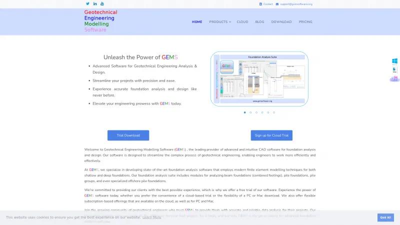 Homepage of Geotechnical Engineering Modelling Software (GEMS)