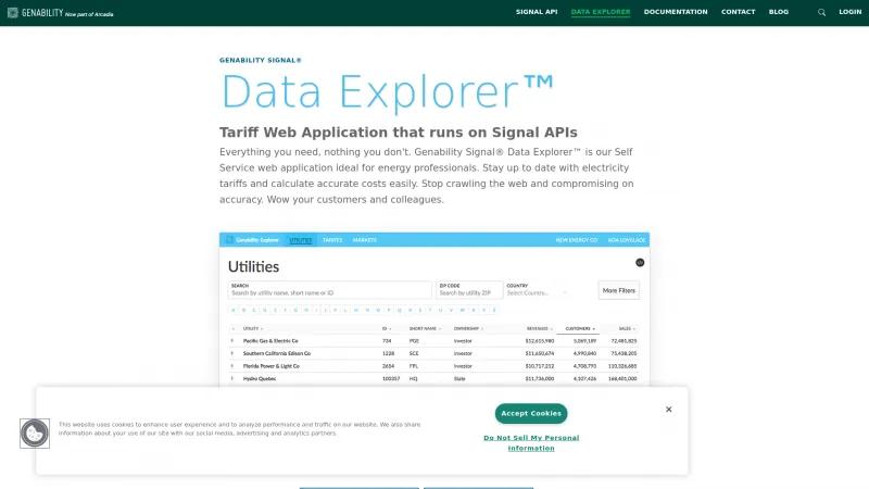 Homepage of Genability Data Explorer