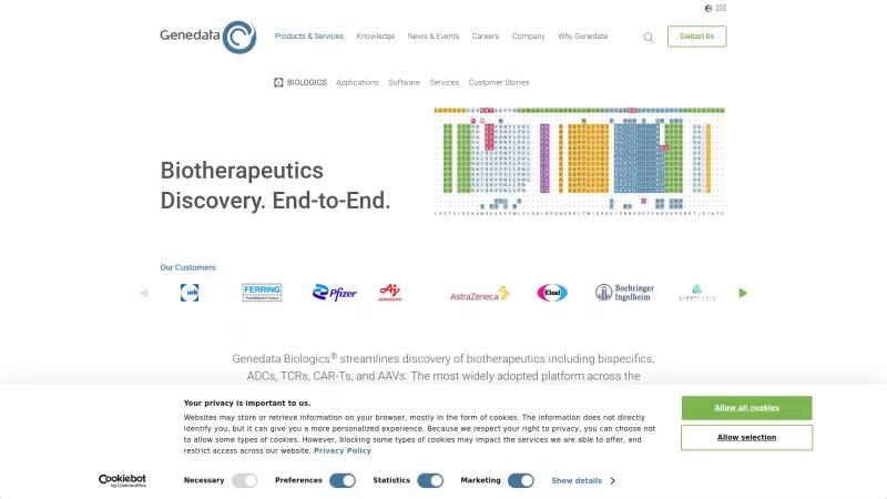 Homepage of Genedata Biologics