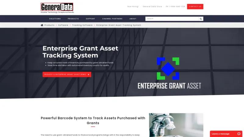 Homepage of Enterprise Grant Asset Tracking