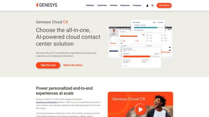 Homepage of Genesys Engage